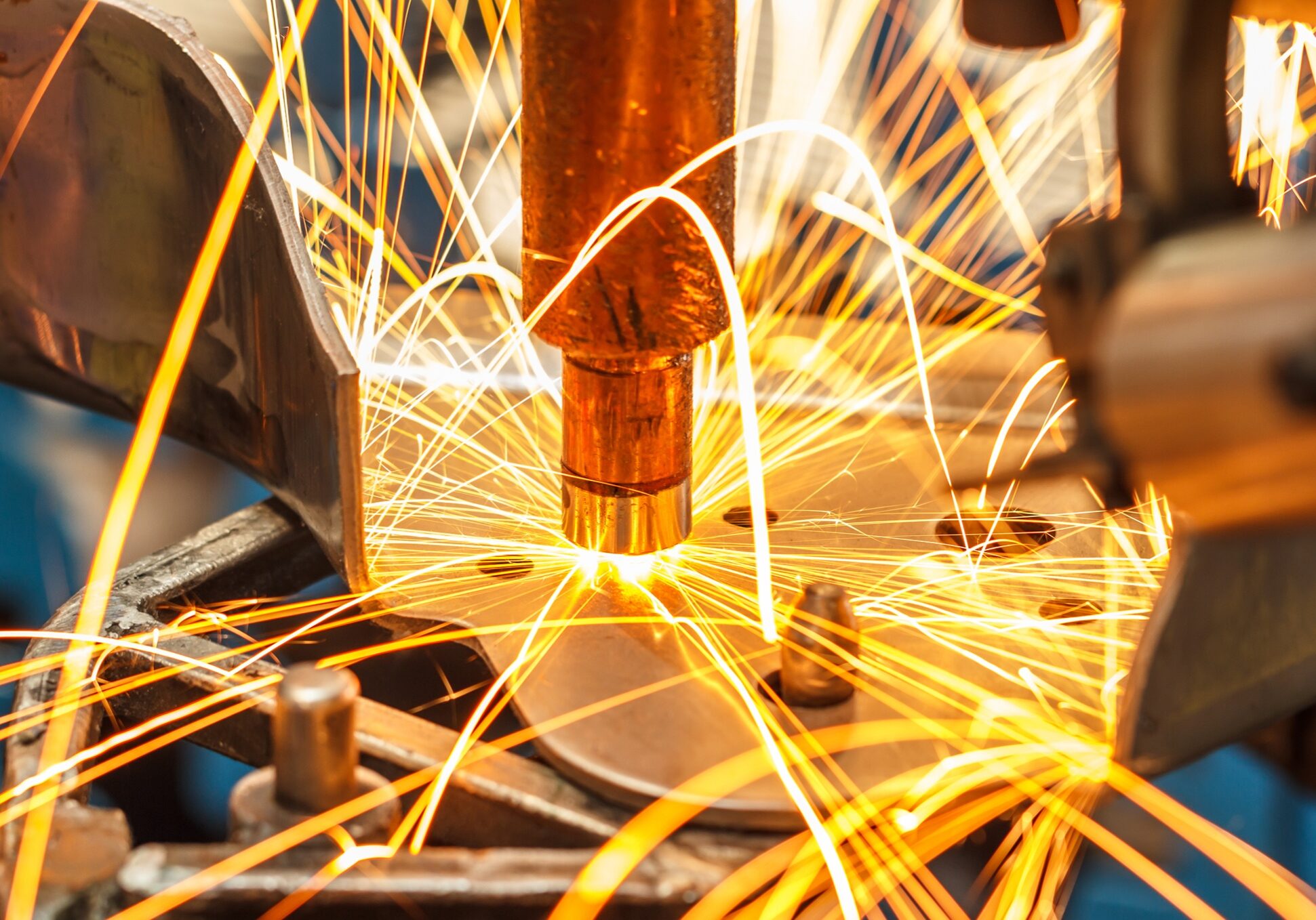 Metal cutter making sparks.
